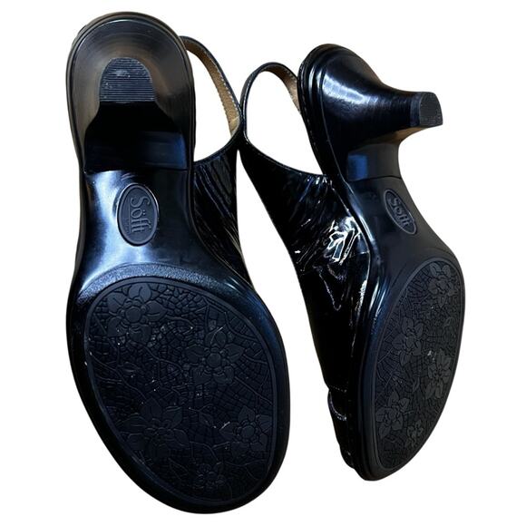 Söfft Black Patent Leather Slingback Peep-Toe Heels | Women’s 8M | Comfort - Picture 9 of 10